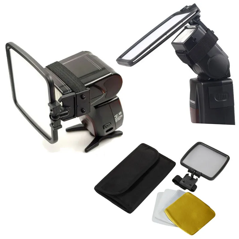 Складной рассеиватель вспышки камеры + карточка отражатель цвет серебристый