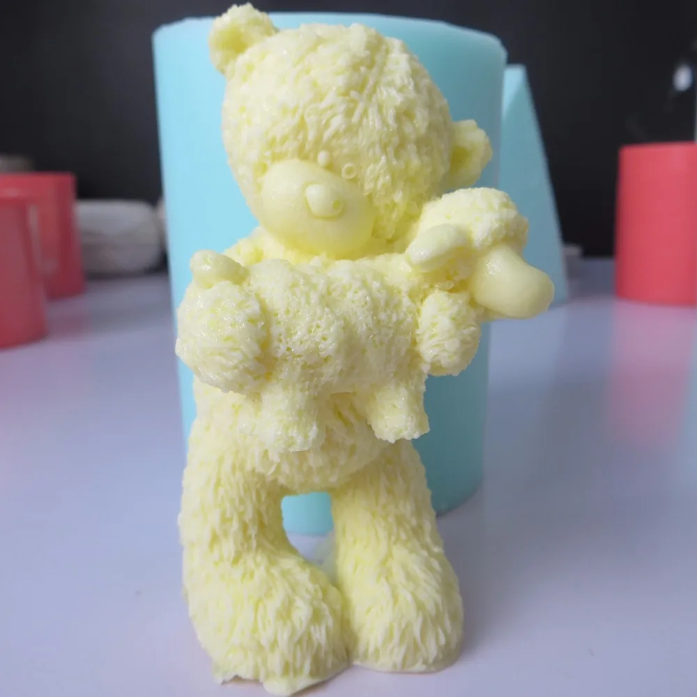 Силиконовая 3d форма в виде медведя с овчиной для помадки искусственные формы