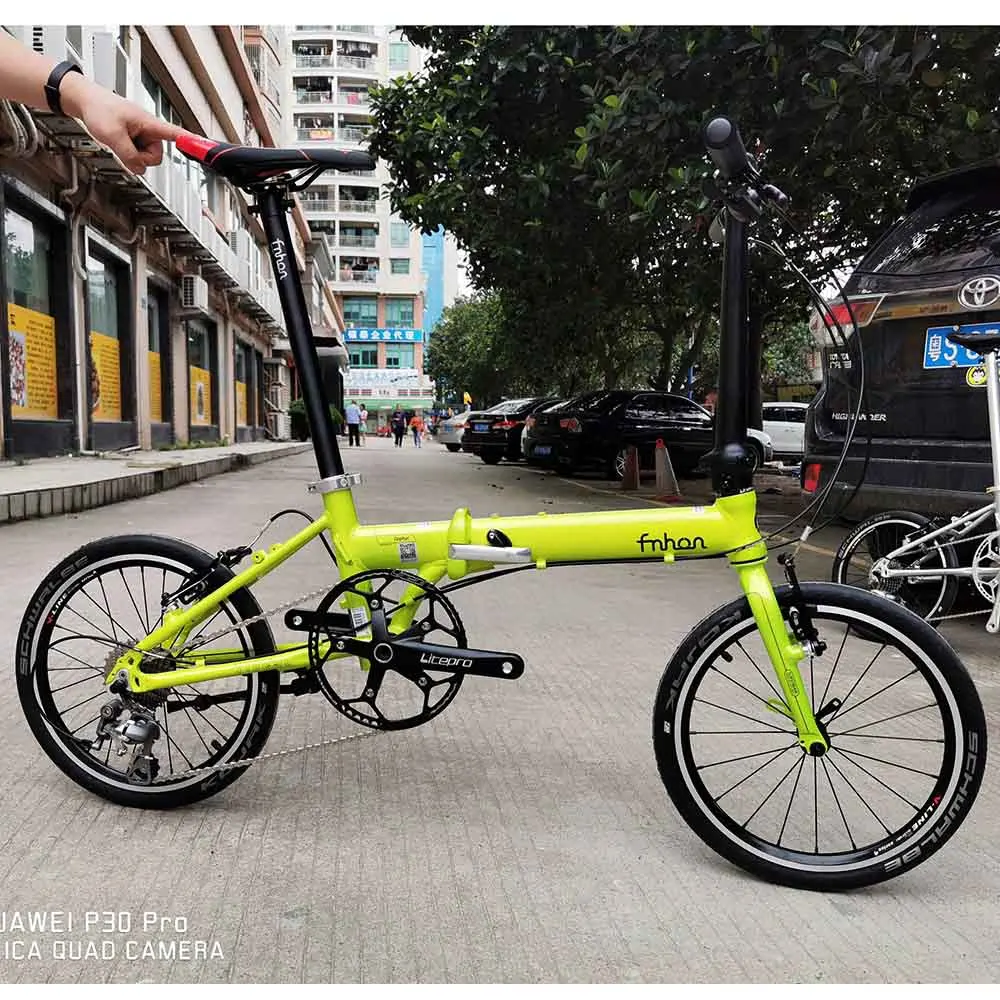 grass green 349 Fnhon Zephyr 1" алюминиевый складной велосипед 16" 349 Minivelo городской Commuter велосипед с V тормозом 9 скоростей мини веловелосипеды - Цвет: grass green 349