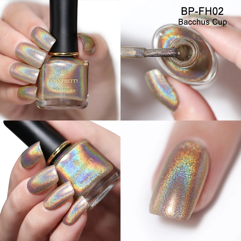 BORN PRETTY Holo flowresh серия лак для ногтей 6 мл Голографический лазерный лак для ногтей сияющий блеск лак для ногтей полуперманентное масло