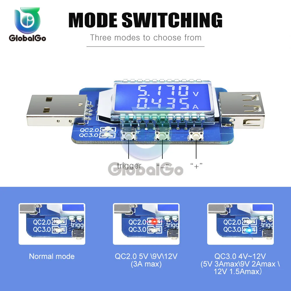 QC3.0 QC2.0 4 V-28 V Электрический афера Мощность триггер ЖК-дисплей цифровой детектор USB