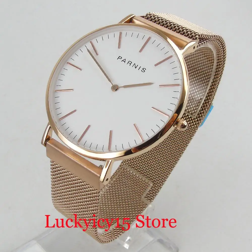 Luxury PARNIS Quartz Watch 41mm Golden Marks Golden Watch Case Classic 41mm Wristwatch