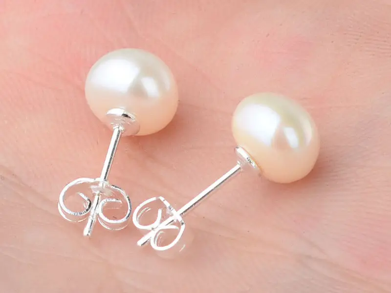 

Hot sell Noble- hot sell new - Hot sale new Style TOP AAA+++ Bead 7-8mm White Akoya Freshwater Pearl Sterling Silver Stud Ea
