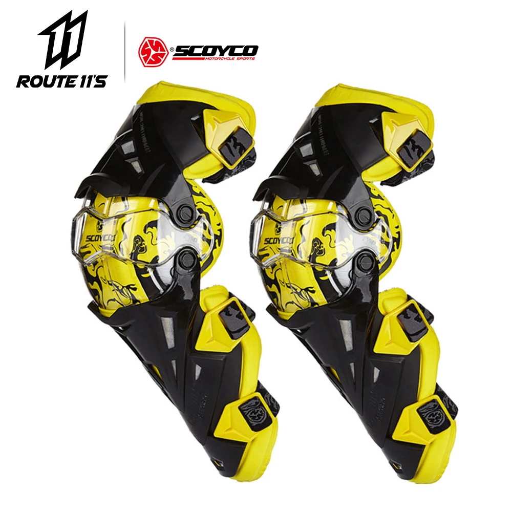 Yellow Knee SCOYCO наколенник для мотоцикла CE защита для мотокросса защита для коленей защита для мотогонок Защитное снаряжение для гонок черный - Цвет: Yellow Knee