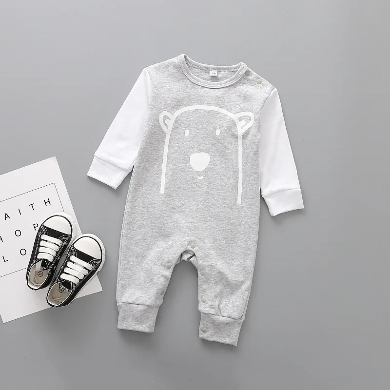 Комбинезон с длинным рукавом 0-2 лет для девочек и мальчиков хлопок 2019 цвета в