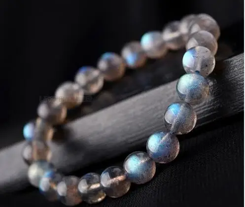

free shipping Moonstone Bracelet 9-10mm Blue Moonstone Sri Lanka Labradorite Crystal