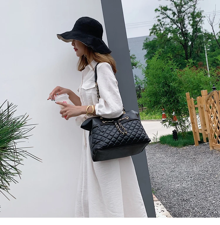 Elegant Female Large Tote Bag New Quality PU Leather Women's Designer Handbag High capacity Chain Shoulder Messenger Bag