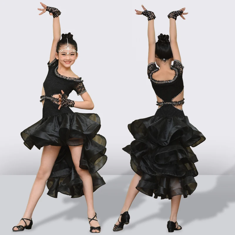 Новое модное платье для латинских танцев сальсы девочек соревнований танго