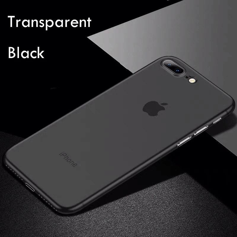 transparent black 0,3 мм Ультратонкий чехол для телефона Iphone Xs Max Xr X 8 7 6s 6 S Plus Матовый Прозрачный жесткий чехол для Iphone 5 5S SE чехол - Цвет: transparent black