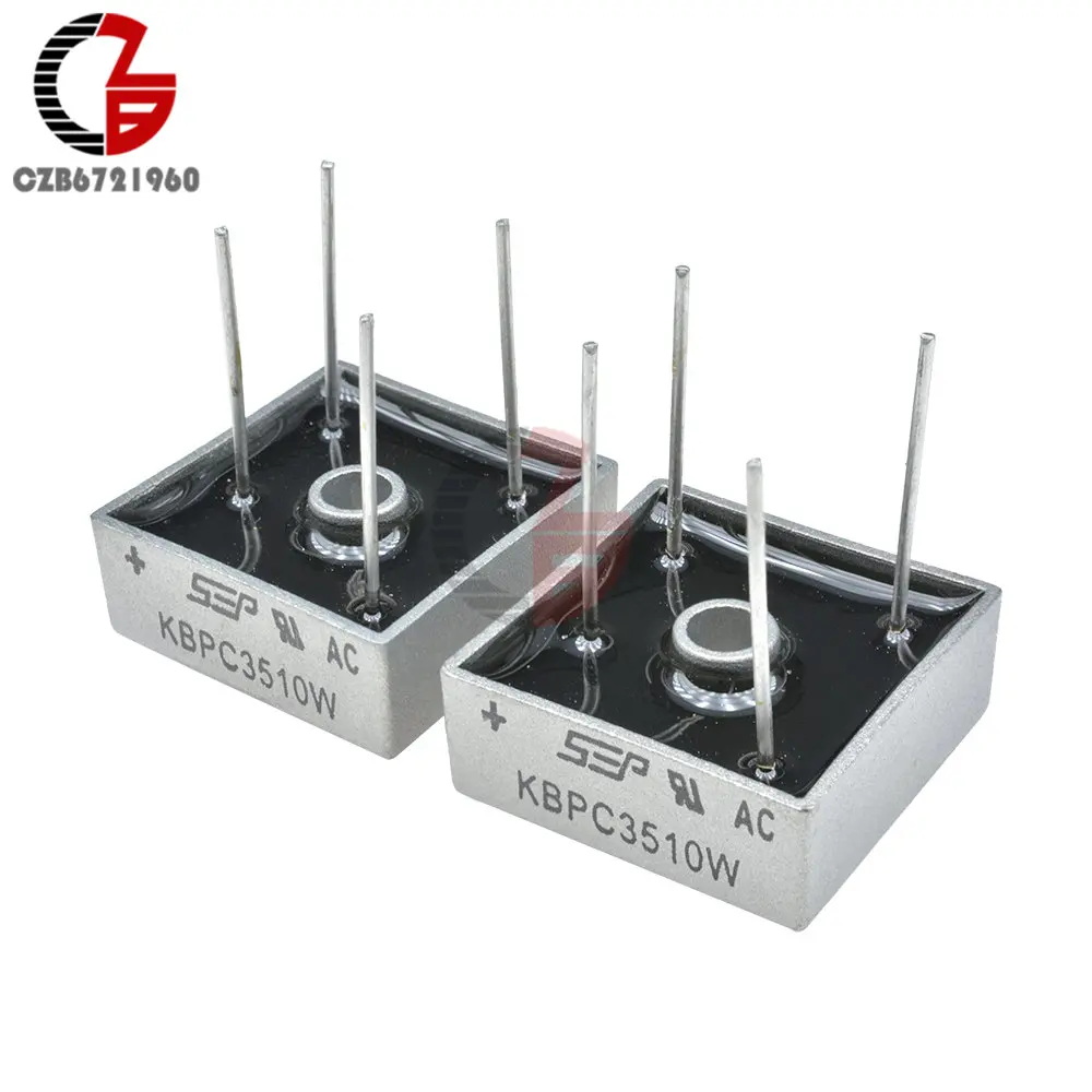 KBPC3510W 35A 1000V 5 шт. KBPC1010 KBPC1510 KBPC2510 KBPC3510 KBPC3510W KBPC5010 Мощность диодный мост выпрямителя 15A 25A 35A 50A 1000V kbpc коммутатор - Цвет: KBPC3510W 35A 1000V