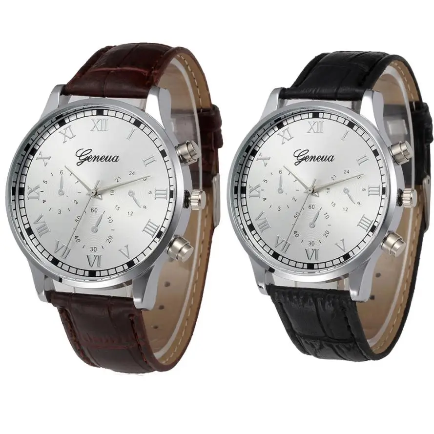 Мужские часы relojes hombre 2018 Ретро дизайн кожаный ремешок Аналоговый сплав кварцевые