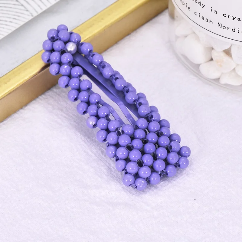 purple Корея Мода Imitiation жемчужная заколка заколки для женщин обувь девочек милые цвет ручной работы жемчужные цветы шпильки аксессуары волос - Окраска металла: purple