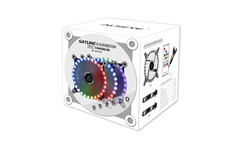 ALSEYE кулер RGB вентилятор для компьютера 12 В светодиодный Радуга 120 мм куллер удаленного Управление с RGB полосы комплект