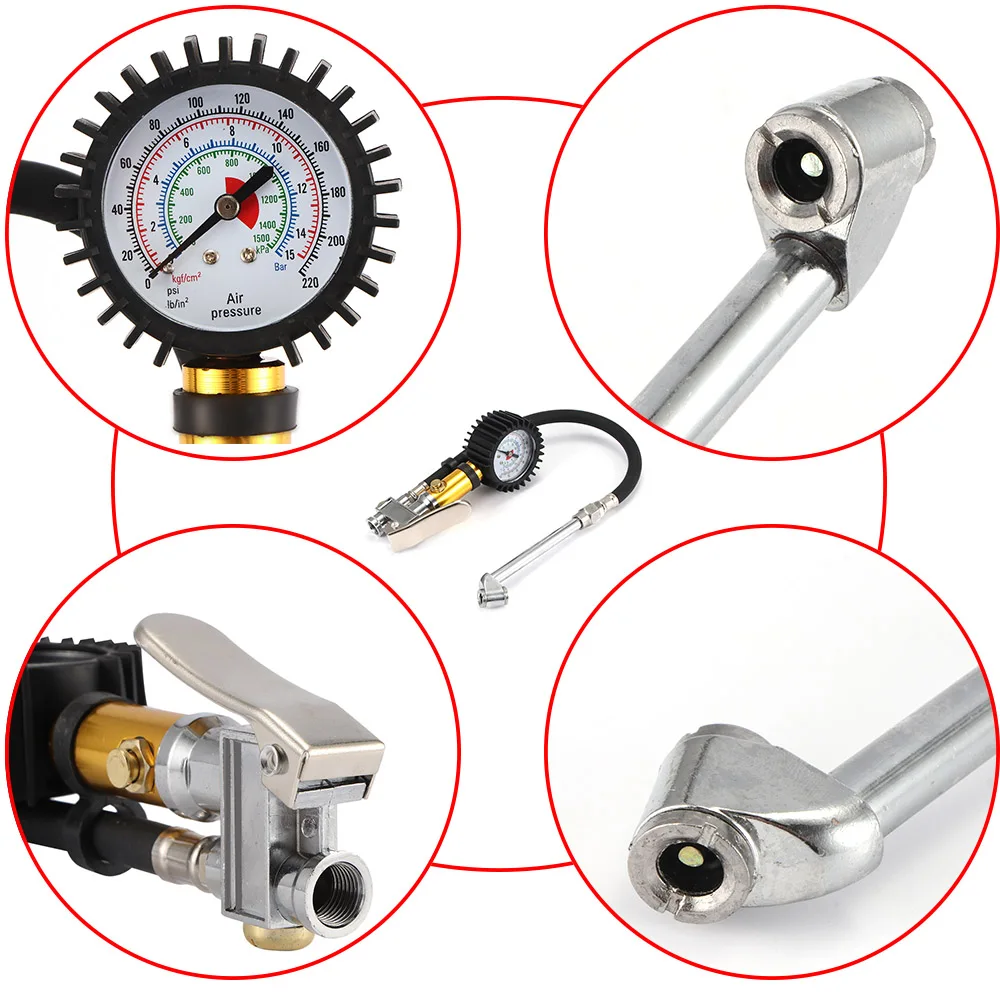 220PSI шинный манометр воздушный патрон сверхмощный резиновый шланг|Датчик