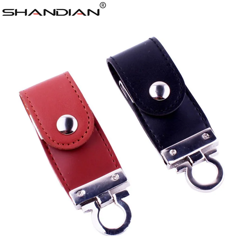 SHANDIAN металлический кожаный брелок Флешка usb флеш-накопитель 64 ГБ 32 ГБ 16 ГБ 4 ГБ Коммерческая usn флеш-накопитель карта памяти usb