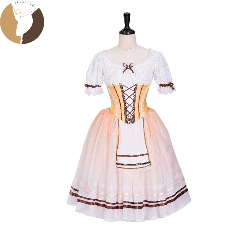 FLTOTURE AT1302 желтая длинная юбка с кружевом балетные конкурсные костюмы Tutu 5 слоев