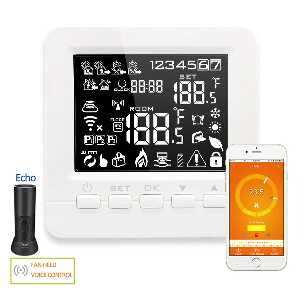 

Alexa Programmable Smart WiFi Thermostat Electric Floor Heating Temperature Controller for Warm Floor Heating Units 16A