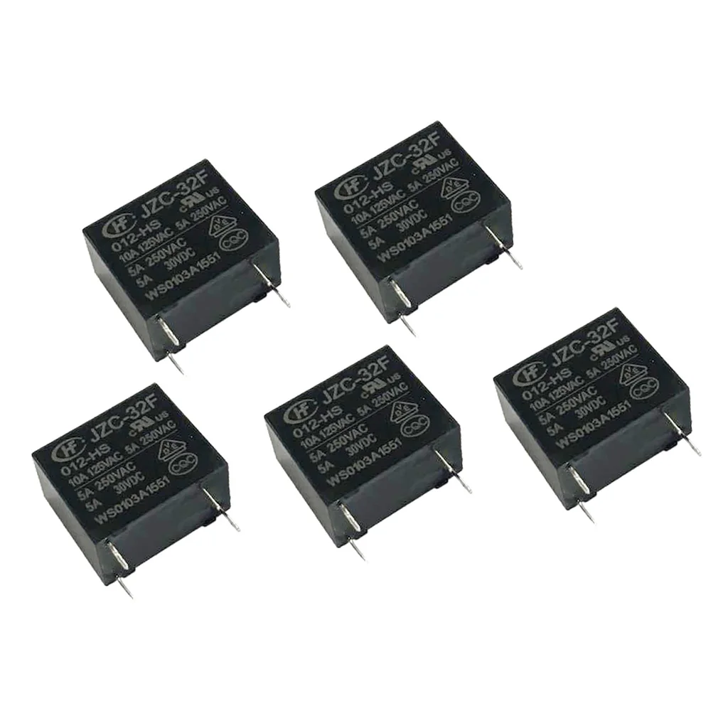 5 шт. HF32F пластиковые мини реле питания 4 Pin PCB Тип Черный Автомобильный DC 12V |
