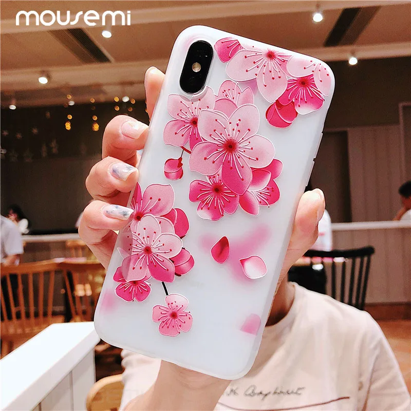 CAPAME Case For iPhone 5S SE Soft Silicone Phone Cases 6 6S 7 8 Plus X XS MAX XR On Apple Flower |