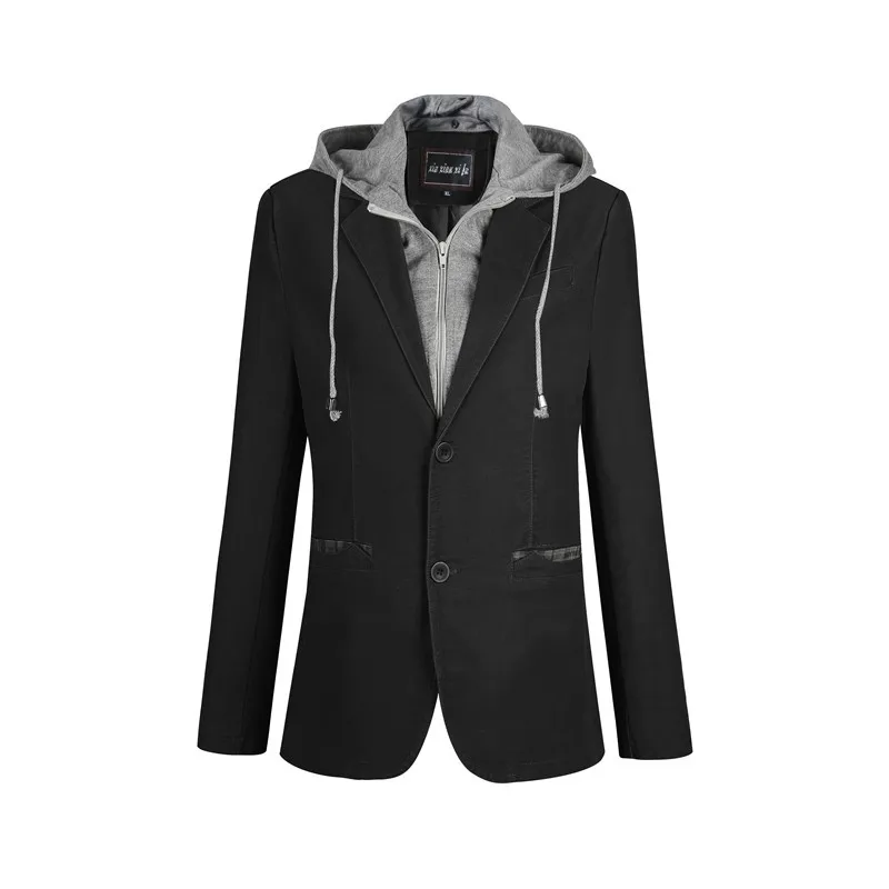 

The spring and autumn period and the new measures of men's hooded small suit false man two big yards single suit