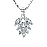925 sterling silver fashion ice leaves shiny crystal pendant necklaces box chain for women jewelry gift wholesale drop shipping