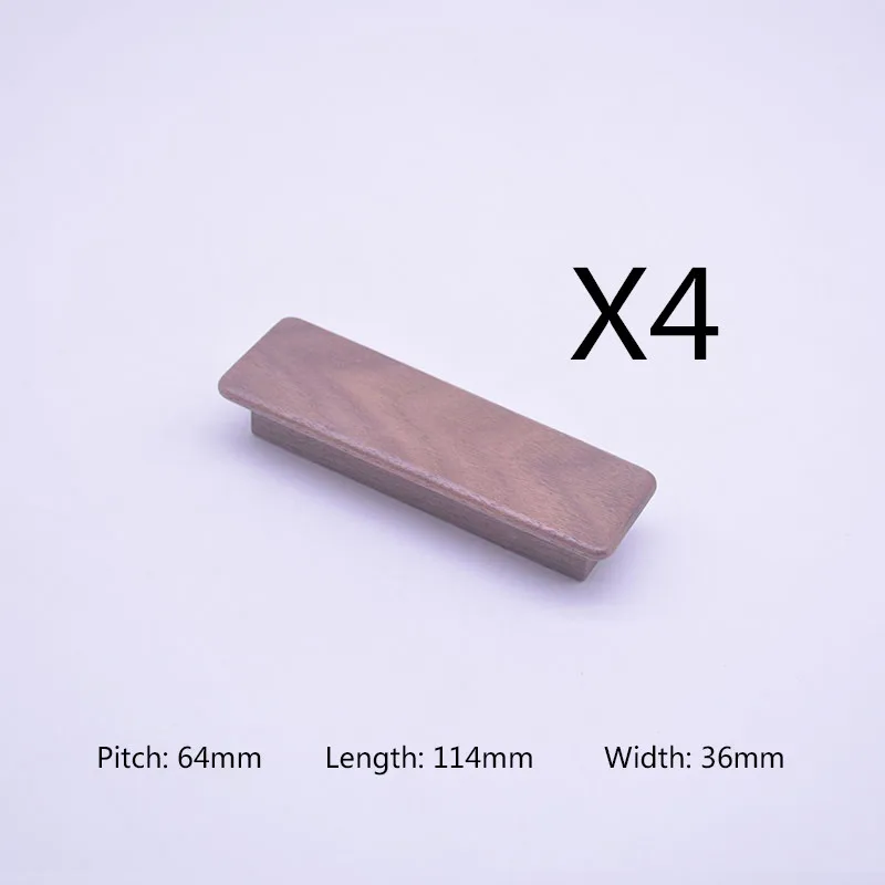 64mm 4 шт./лот бутик Ручка из плотной древесины Ретро черный орех цвет шкаф ящик двери деревянная металлическая ручка аксессуары - Цвет: 64mm