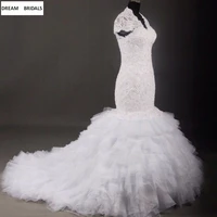 luxury heavy beading lace wedding dresses 2019 cap sleeve tiered train bridal gowms mermaid vestido de noiva custom made