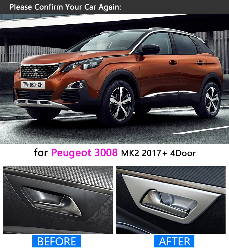 Роскошный хром внутренняя ручка Крышка для peugeot 3008 II 2017 2018 2019 MK2 2nd Gen 3008GT