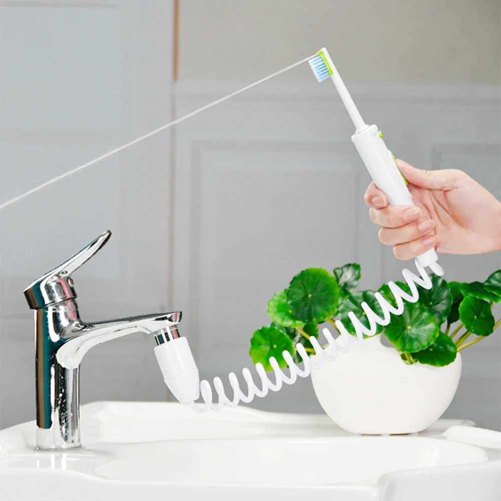 

New Faucet Water Dental Flosser with Toothbrush Heads Oral Jet Irrigator Portable Irrigation Water Flossing 2 Tips + Sprink Box