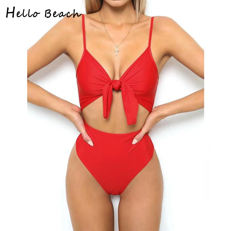HELLO BEACH 2018 Цельный купальник с высоким вырезом для женщин цветочный купальный