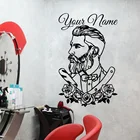 Пользовательские Парикмахерская тату хипстерская наклейка Персонализированная Парикмахерская цветок Окно Наклейка на стену виниловый Декор N205