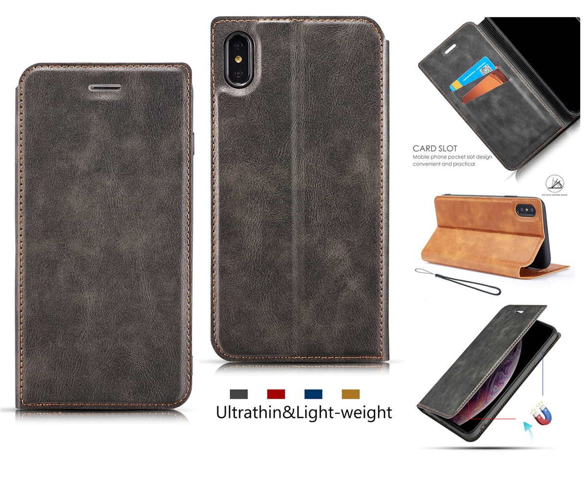 Новый кожаный чехол легкий простой для IPhone XR XS MAX X 8 7 6 6S Plus откидная крышка с