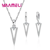 yaamel new fashion sharp triangle shape cool women female jewelry for party 925 sterling silver necklace earrings set low price