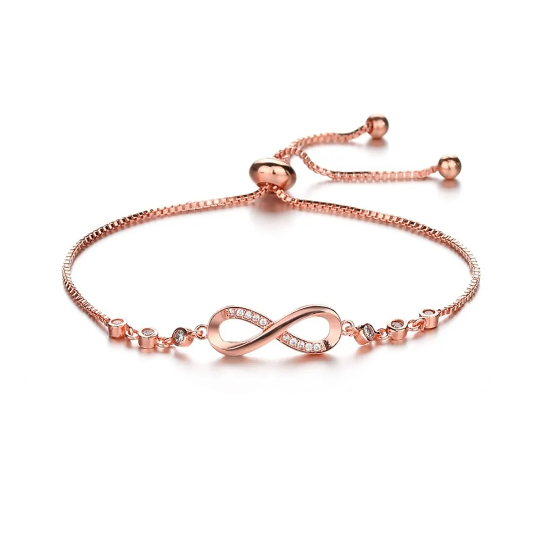 Korean Hot Fashion Simple Metal Crystal 8 Infinity Charm Bracelets For Women Adjustable Jewelry Shellhard Vintage Bangle | Украшения и
