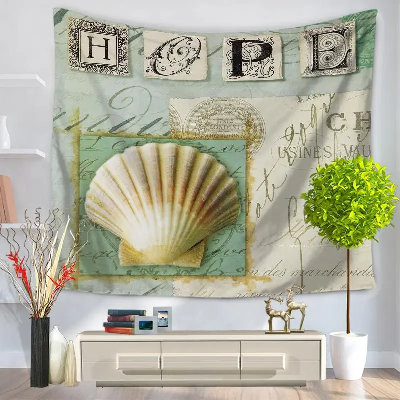 

Home Decorative Wall Hanging Carpet Tapestry 130x150cm Rectangle Bedspread Vintage shell Pattern GT1053