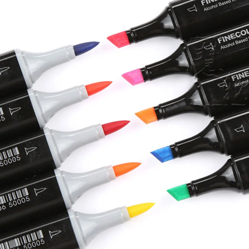 Finecolour, 265 цветов, две кисти, маркеры, EF102, набор, граффити, дизайн, каллиграфия, ручки, спирт, мягкий фетр, маркеры для рисования, комикс