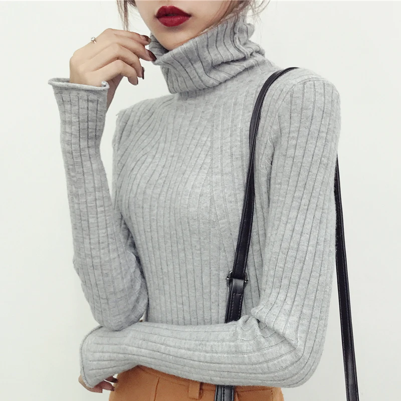 The first 2019 sets of new female turtleneck sweater loose in the long winter sleeved all-match slim shirt | Женская одежда