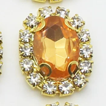 NO.15 LKERAN, 10 шт./лот, 16*20 мм, овальные металлические пуговицы, стразы, акриловые пуговицы, золотые, 4 отверстия, для шитья, сделай сам, ручная работа, украшение для одежды - Цвет: NO.15