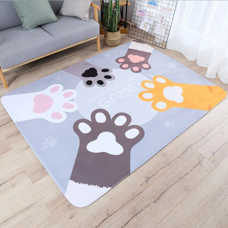 Cat paw Мультяшный коврик с розовым котом/коричневым медведем, мягкий, уютный, коралловый флис, плотный, для детей, для игр, Ползания, ковер для гостиной, большие коврики - Цвет: Cat paw