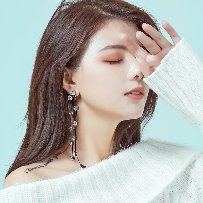 Серьги подвески из серебра 925 пробы с кисточками длинные серьги для женщин