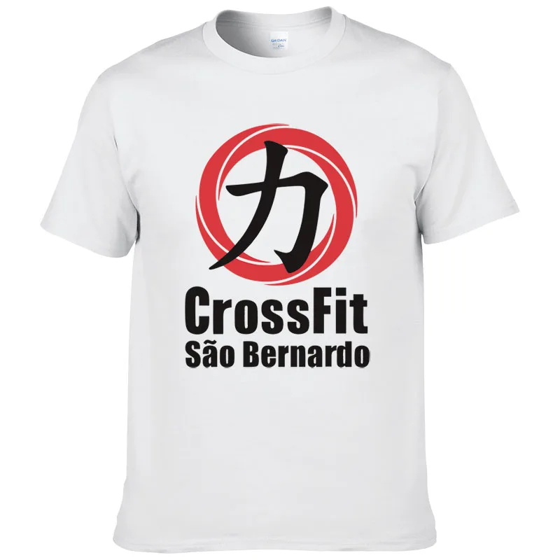 Футболки мужские для кроссфита из хлопка с коротким рукавом круглым вырезом