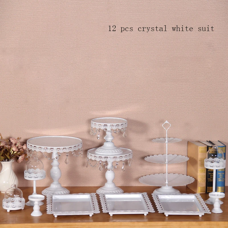 Набор из 12 предметов Золотая подставка для торта Свадебная кексов стеклянный