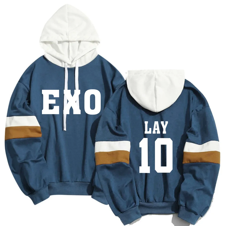 color11 10 Kpop EXO толстовки Толстовка мужская женская уличная Лоскутная K-pop девушка XIUMIN LUHAN CHANYEOL унисекс пуловер Одежда - Цвет: color11 10