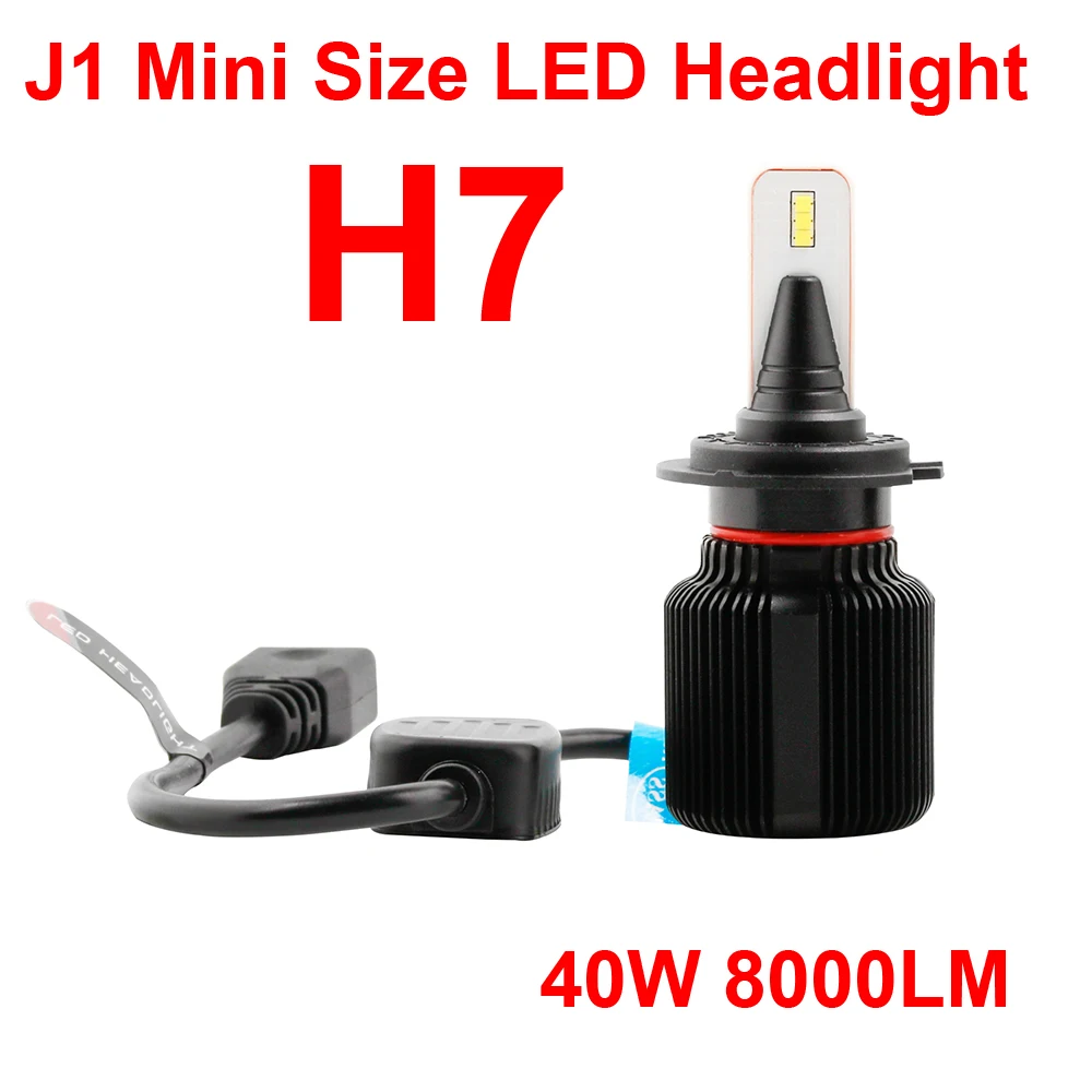 

1 Set H7 40W 8000LM J1 LED Headlight Super Focused Beam Smallest Mini Size Seoul CSP Y19 Chips White 6000K Car Front Lamps Bulbs