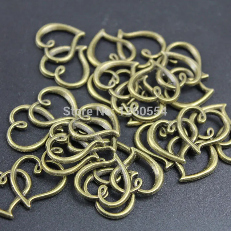 P1506 DIY ретро аксессуары древний бронзовый сплав/svDouble Heart|accessories diy|diy accessoriessilver