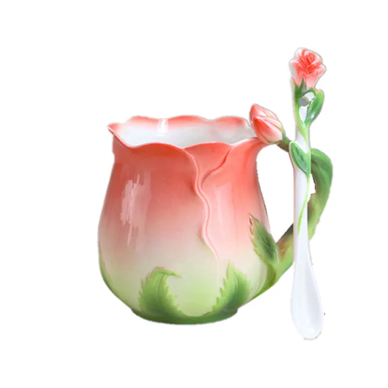 Новая эмалированная кофейная кружка 3D розового цвета европейская керамическая