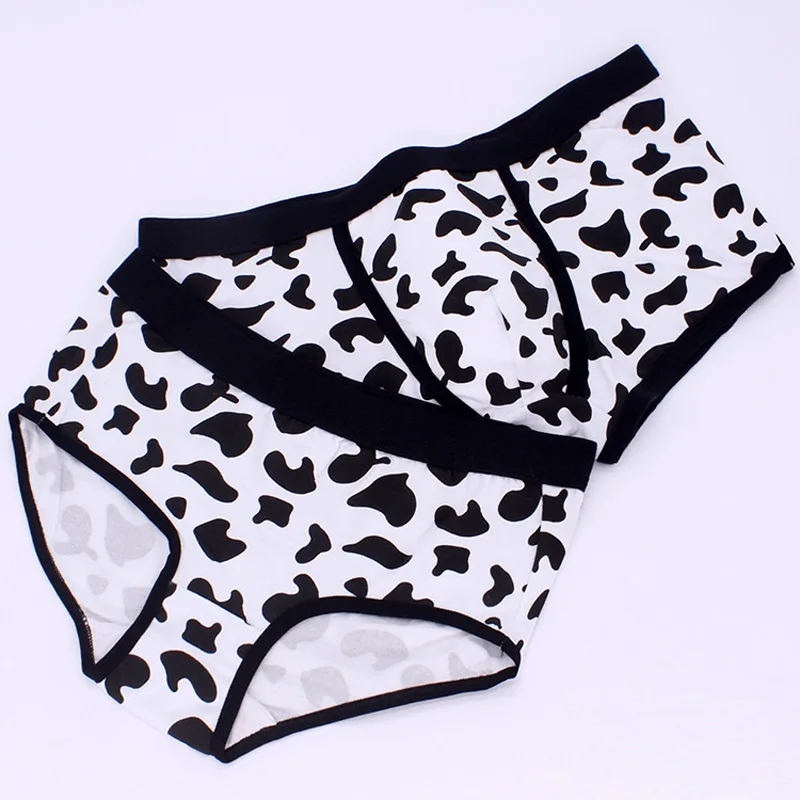 

Sexy Cow pattern Couple Panties Men Underwear Boxers Sexy underpant Cotton Male Panties Shorts Cartoon Underwear Women Lingerie