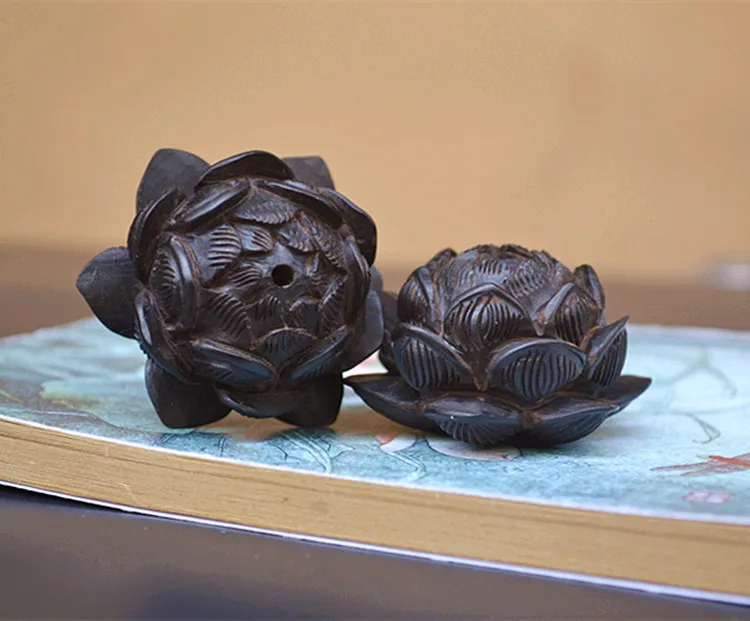 Черный сандаловое дерево резной гравировкой Лотос DIY ручной работы кулон Лотос деревянные аксессуары Ebony Lotus ювелирные изделия
