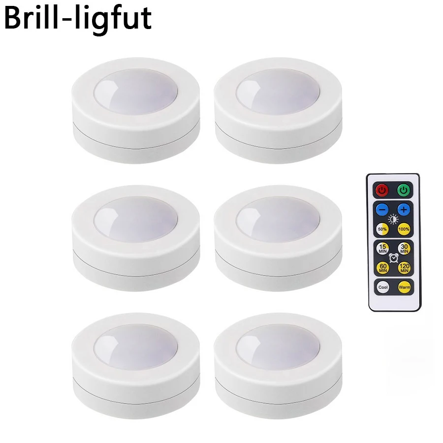 Warm white+White Double Color Dimmable Touch Sensor LED Under Cabinets lights Wireless LED Puck Lights led Closet Kitchen Lights