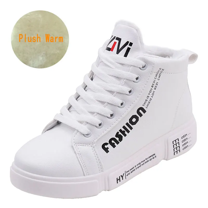 SUROM Winter Plush Warm Women Sneakers 2018 Platform Shoes Woman PU Leather Lace Up Flats Casual Tenis Feminino | Обувь